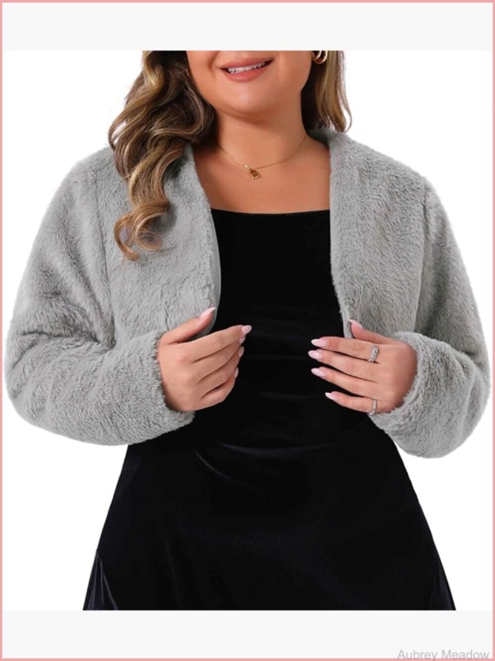 Plus Size Faux Fur Crop Jacket Wedding Open Front Bolero Long Sleeve